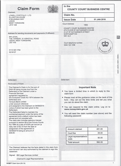 N1 Claim Form