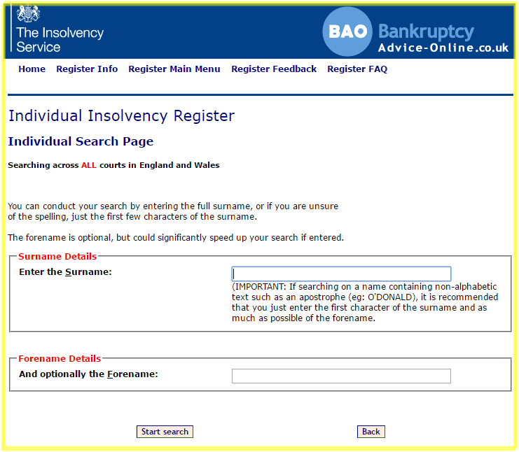 search insolvency register